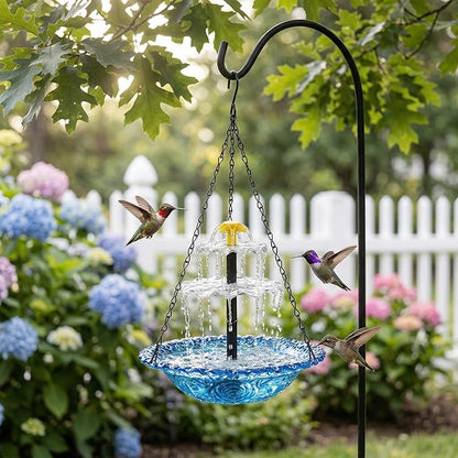 Solar Cascade Hanging Bird Bath Fountain, 2026 New Solar Fountain for Bird Bath Hanging Solar Bird Bath Fountain with Solars Pump & Bowl Decorative Garden Yard Patio (White)