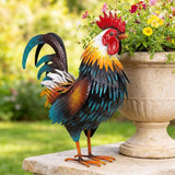 Ratuor Rooster Garden Statue Sculpture Metal Chicken Yard Decor Outdoor Figurines Patio Backyard Decoration (Yellow)