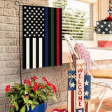 AVOIN colorlife Thin Blue Green Red Line Garden Flag 12x18 Inch Double Sided Outside, American Stars and Stripes Patriotic Yard Outdoor Decoration