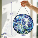 Stained Glass Blue Daisy Flower Suncatcher 7.8 Inch Rainbow Maker Window Hanging for Garden Outdoor Home Decor, Mom Friends Gift for Housewarming Birthday Christmas