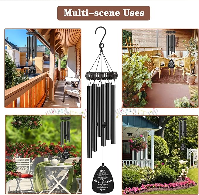 Memorial Gifts for Loss of Dad, 30" Metal Memorial Wind Chimes for Loss of Father, Windchimes In Memory of Dad, Sympathy Bereavement Gifts for Loss of Father