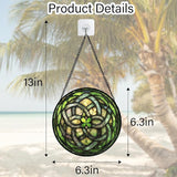 DASTOLL Stained Glass Window Hanging, Abstract Green Clover Sun Catchers Colorful Glass Panel Bless Suncatcher Decor for Birthday for Women, Men, Wife, Aunt, and Mom 6.3 in