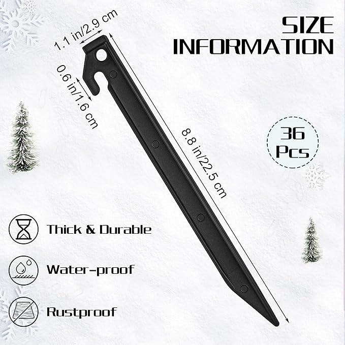 Aodaer 36 Pieces Plastic Inflatable Stakes 8.8 Inch Christmas Halloween Yard Stakes Heavy Duty Anchor Replacement Inflatable Accessories for Garden Outdoor Inflatable Decorations, Black