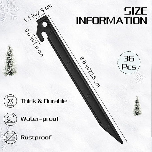 Aodaer 36 Pieces Plastic Inflatable Stakes 8.8 Inch Christmas Halloween Yard Stakes Heavy Duty Anchor Replacement Inflatable Accessories for Garden Outdoor Inflatable Decorations, Black