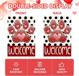 Valentines Garden Flag 12x18 Inch, Paw Print Heart Double Sided Flag for Anniversary Wedding Yard Outdoor Decoration