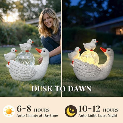 GIGALUMI Porch Goose Statue 6.7", Solar Garden Statues for Outside,Solar Goose Decor Outdoor,Animal Figurines,Porch Goose Statue for Porch Garden,Yard,Patio,Lawn and Birthday Gifts for Mom Women
