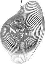 Wind Spinner Metal Garden Spinners Outdoor Garden Art for Backyard Outdoor Hanging Decor and Spinners for Yard and Garden Ornaments 3D Shape (Silver Sun & Moon)