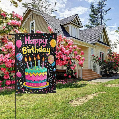 Happy Birthday Garden Flags 12×18 Inch Double Sided Decorative Yard Banner Seasonal Flag for Outdoor Outside Decor