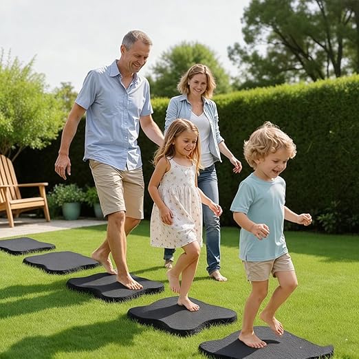 3 Pcs Stake Down Stepping Stones Outdoor Outdoor Non Slip Garden Walkway Stones,for Yard Lawn Patio Pathway Recycled Rubber Stepping Stones