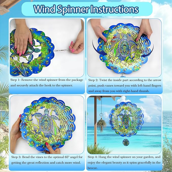 3D Wind Spinner, 12 inch 3D Kinetic Metal Garden Spinners, Rustproof Metal Garden Decor Yard Art, Wind Sculptures Ideal Gift for Homeowners & Garden Lovers
