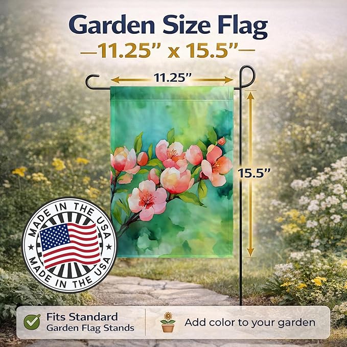 Caroline's Treasures Delaware Peach Blossom in Watercolor Garden Flag Mailbox Flag Decorative Yard Flag Banner Outside Patio Artwork Yard Flower Beds, Garden Size, Multicolor