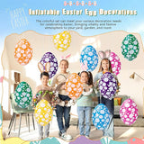 6 Pack 16 Inch Inflatable Easter Eggs Easter Blow up Egg Decor Hanging Inflatable Eggs Ornaments for Indoor Outdoor Party Yard, 6 Colors