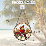 DASTOLL Stained Glass Window Hanging, Birds on a Branch Cardinal Sun Catchers Diamond Glass Panel Hangings Suncatcher Decor for Birthday for Women, Men, Wife, Aunt, and Mom 6.3 in