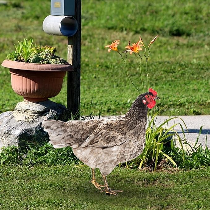 Rooster Yard Stake Hen Lawn Ornament Gift Chicken Garden Statue Figurine for Hallway Farmhouse Entryway Birthday Thanksgiving, Style B
