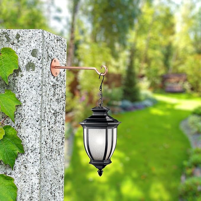 Monarch Abode Plant Hangers – Wall Mount Plant Hooks for Hanging Baskets, 7.5 Inch Metal Brushed Copper Fence Wall Plants Hanger for Outdoor Indoor, Flower Pot, Bird Feeder, Wind Chime Bracket, 2 Pack