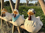 Teaeeno Chicken Fence Decoration,Funny Farm Sculpture Chicken Decor,Cute Chicken Sculpture,3 Chickens a Set,Resin Chicken Figurines,Animal Outdoor Statues for Home Garden Stairs,Farm,Patio,Backyard
