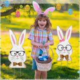 2 Pcs Easter/Spring Outdoor Decorations 16 Inch Easter Yard Signs Metal Pastel Gnome/Rustic Bunny/Lavender Garden Stakes for Home Outside Pathway Lawn Backyard Patio Farmhouse Party Decor(Rabbit)