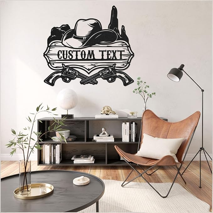 Personalized Cowboy Metal Sign, Western Cowboy Wall Decor, Outdoor Metal Art, Custom Western Cowboy Decor, Rustic Name Sign for Home