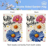 CROWNED BEAUTY Spring Garden Flag Daisy Welcome 12x18 Inch Double Sided Small Seasonal Holiday Floral Farmhouse Decoration for Outdoor Lawn Yard