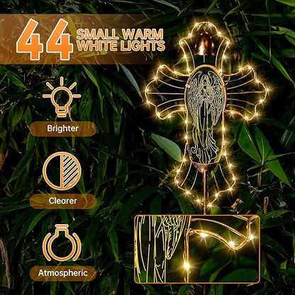 Solar Lights Garden Backyard Decor Outdoor,Angel Figurine Waterproof Light Cross Stake,Housewarming Yard Patio Pathway Lawn Ornaments Ideas for Gardening Mother Grandma