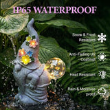 Solar Funny Garden Gnome Statue: Outdoor Sculpture Lights for Yard Lawn Porch Balcony Patio Home Decor - Mothers Day Gifts for Mom Women Grandma