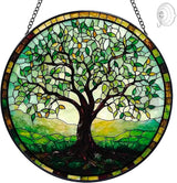 Mom Grandma Gift, Tree of Life Suncatcher, Stained Glass Window Hanging, Sun Catchers Indoor Window, Handmade Suncatchers for Windows Hanging, Spring Home Garden Decor Glass Panel