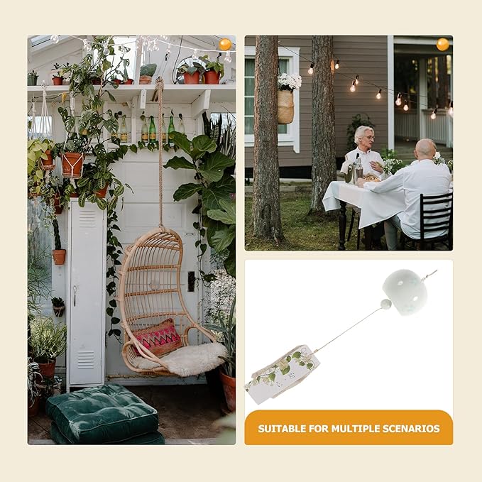 Veemoon Japanese Ceramic Wind Chimes Hanging Cherry Wind Chime Small Handmade Art Pendant Decor Craft Wind-Bell Creative Party Favor for Garden Patio Balcony Window Indoor Outdoor, Crisp Ringing