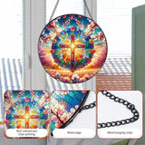 Rngmsi Cross Stained Glass Window Hanging, 7.8″ Sun Catchers with Hook Indoor Window Decor, Decorative Suncatchers Home Garden Art Gift for Thanksgiving Christmas Housewarming