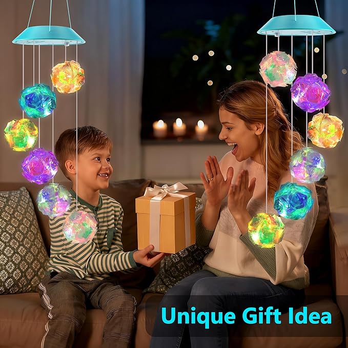 Zeiliuled Solar Wind Chime,Color Changing Colorful Ball Wind Chimes, LED Decorative Mobile, Gifts for Mom Grandma,Waterproof Outdoor Solar Lights for Garden, Patio, Yard, Window, Outdoor Decorations