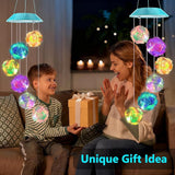 Zeiliuled Solar Wind Chime,Color Changing Colorful Ball Wind Chimes, LED Decorative Mobile, Gifts for Mom Grandma,Waterproof Outdoor Solar Lights for Garden, Patio, Yard, Window, Outdoor Decorations