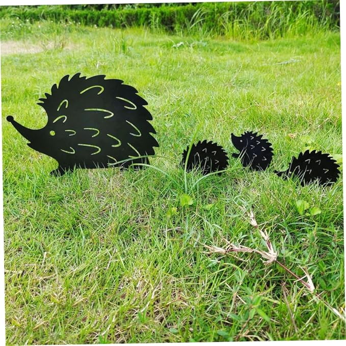 Hedgehog Wrought Iron Garden Stake Standing Metal Backyard Statue Animal Hollow Yard Ornament, Metal Hollow Yard Ornament, Wrought Iron Decoration, Animal Stake Yard Arts Crafts