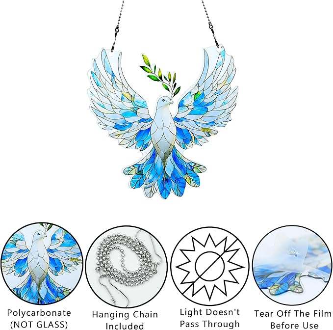 Dove Peace Ornaments Colorful Window Hanging Decorations Home Wall Decor for Indoor Outdoor