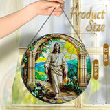 Stained Glass Suncatcher, Christian Sun Catcher Ornament; Stained Glass Window Hanging, Christmas Ornament, Religious Home Decor; Christian Gifts, Religious Gifts, Jesus Gift for Easter or Christmas