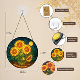 Stained Glass Window Hanging,Sunflower Sun Catchers Stained Glass Panels for Indoor Windows Wall Art Decor, Memorial Gift for Mom Women Wife Men Lovers (11.8inch)