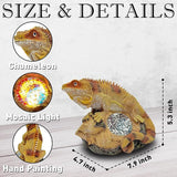 Solar Chameleon Garden Statues Decor for Outdoor, Khaki Chameleon Figurine Lights for Lawn Patio Yard Decoration - Unique Christmas Housewarming Gifts for Grandma Wowen Mom