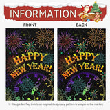 Happy New Year Garden Flags Firework Sparkle Night Sky Yard Flag 12x18 Inch Double Sided New Year Decorations for Outside lawn Celebrate Party Flag