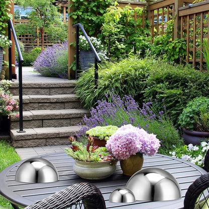 BESPORTBLE Silver Half Sphere: 10Pcs Stainless Steel Garden Mirror Globe - Hollow Hemisphere Ball Gazing Ball Half for Home Outdoor Garden Pool Shopping Mall Wall Decoration, 6 Size