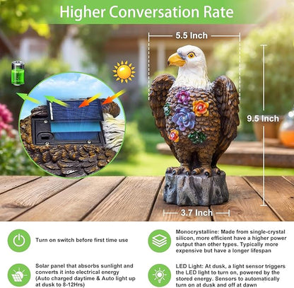 TAKE ME Gardening Gifts Outdoor Decor Eagle Solar Lights Garden Gifts for Eagle Lovers Birthday Gifts for Women Garden Decor Patio Yard Decor (Brown Eagle)