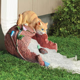Elenon Cat Decorative Gutter Downspout Extension Statue, Kitten Gutter Guardian Rain Downspout Extender, Garden Splash Block Outdoor Sculpture for 3" × 4" Down Spouts Decor