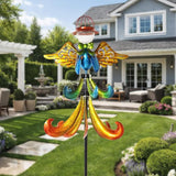 Yard Garden Wind Spinners - Large Outdoor Metal Wind Spinners with Stake, Yard Art Lawn Garden Decor Colorful Angel-Shaped Wind Vane (19.5" W x 79" H)
