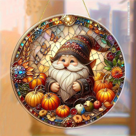7.87Inch Fall Sun Catcher Acrylic Garden Cute Pumpkin Dwarf Suncatcher Decor Window Hanging for Wall Home, Garden, Housewarming Women Neighbor Autumn Decor Gifts