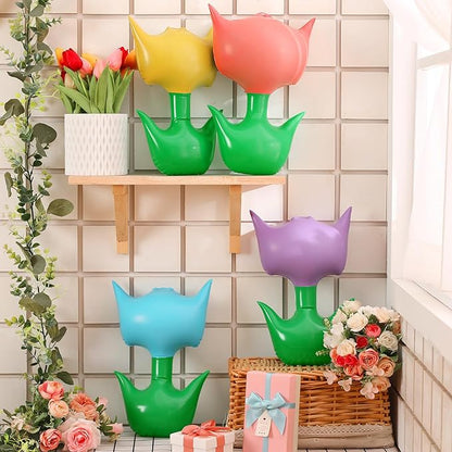 12 Pieces 12 Inch Spring Inflatable Decor Large Tulip Flower Inflatable Hanging Ornaments Easter Spring Yard Decoration Indoor Outdoor Colorful Tulips for Yard Home Birthday Party Decor