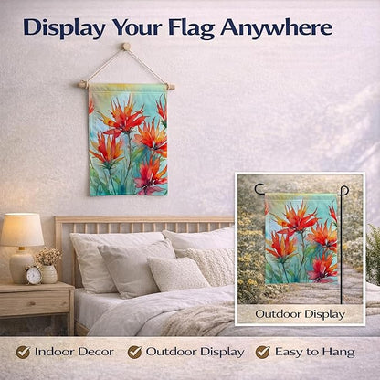 Caroline's Treasures Wyoming Indian Paintbrush in Watercolor Garden Flag Mailbox Flag Decorative Yard Flag Banner Outside Patio Artwork Yard Flower Beds, Garden Size, Multicolor