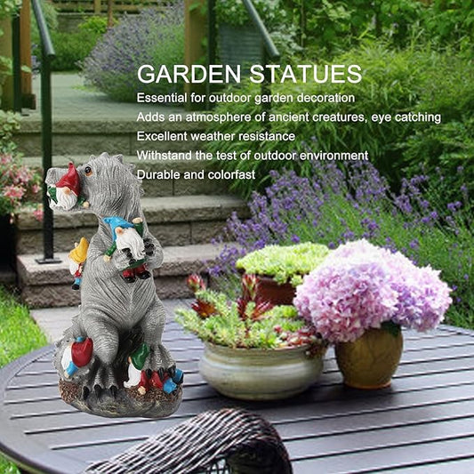 Outdoor Dinosaur Statue, Hand Crafted Ornament, Weather Resistant, Lifelike Appearance, Ideal for Garden Yard Patio Decor