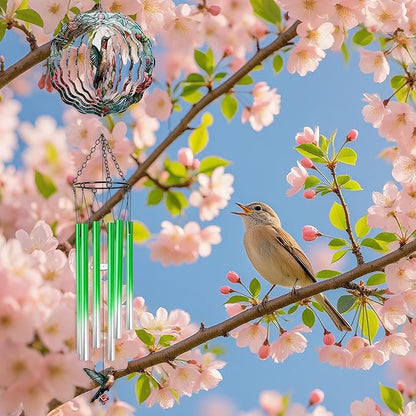 Hummingbird Wind Chimes with Wind Spinner, Mothers Day Birthday Gifts for Women Mom Friends Teacher, Humming Bird Windchimes, Outdoor Hanging Decor for Garden Patio Backyard Porch