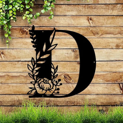 Metal Name Sign,Initial Welcome Letter Monogram Wall Decor,Wall Art Last Name Signs,Garden Door Decor for Outside,Wedding,House Warming Gift,12 inch in Height (Letter D)