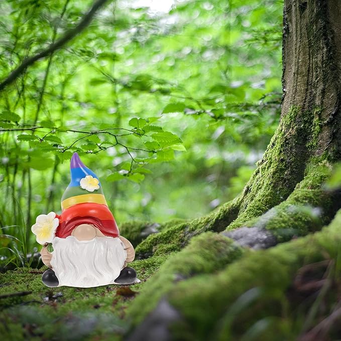 Cabilock Rainbow Gnome Garden Statue Scandinavian Tomte Nisse Figurine Gay Pride LGBTQ Cheer Up Decorations for Home Farmhouse Kitchen Decor (2.7x4.3 inch)