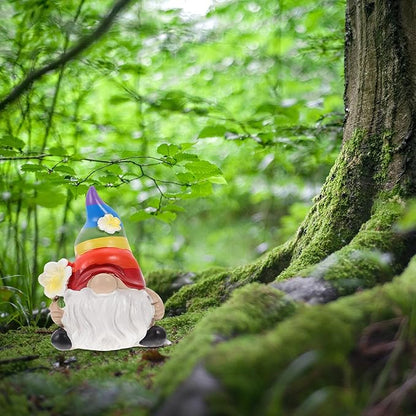 Cabilock Rainbow Gnome Garden Statue Scandinavian Tomte Nisse Figurine Gay Pride LGBTQ Cheer Up Decorations for Home Farmhouse Kitchen Decor (2.7x4.3 inch)