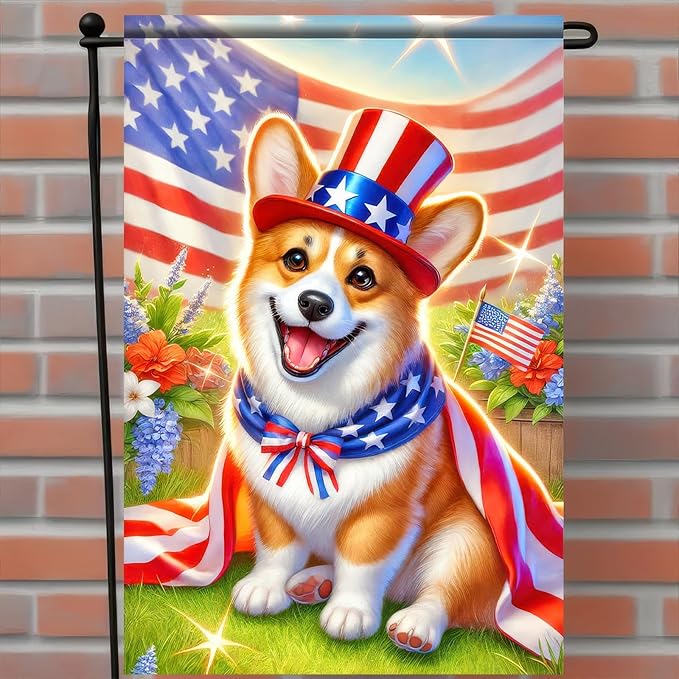 BlissYard Patriotic 4th of July Corgi Dog Garden Flag American Flag Welcome Small Yard Flag 12x18 Inch Double Sided Patriotic Dog Decor Outdoor Seasonal Decoration Independence Day Memorial Day
