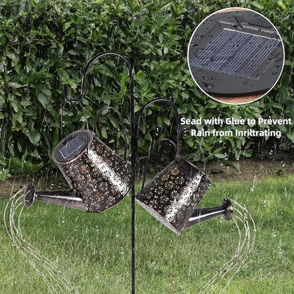 Mousike Solar Lights Outdoor Garden Decor, Large Hanging Lantern Waterproof Watering Can Landscape Lights Outside Decorations for Front Porch Lawn Driveway Patio Backyard Pathway (90LED 2Pack)